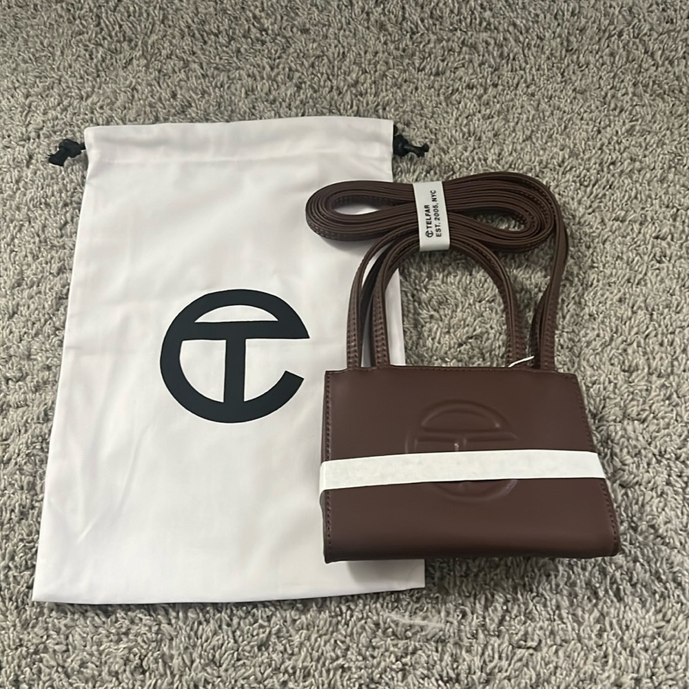 Brown Mini Telfar Shopping Bag